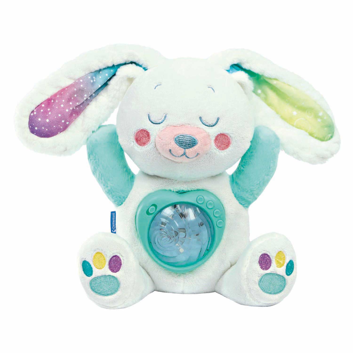 Clementoni bébé lapin peluche interactive aurores boréales