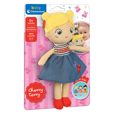 Clementoni bébé peluche douce poupée cerise éponge
