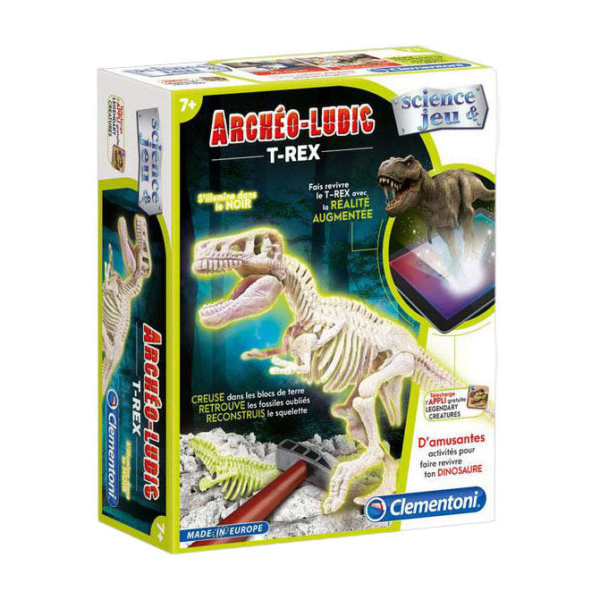 Jeu scientifique Clementoni jeu archéo - t-rex fluo