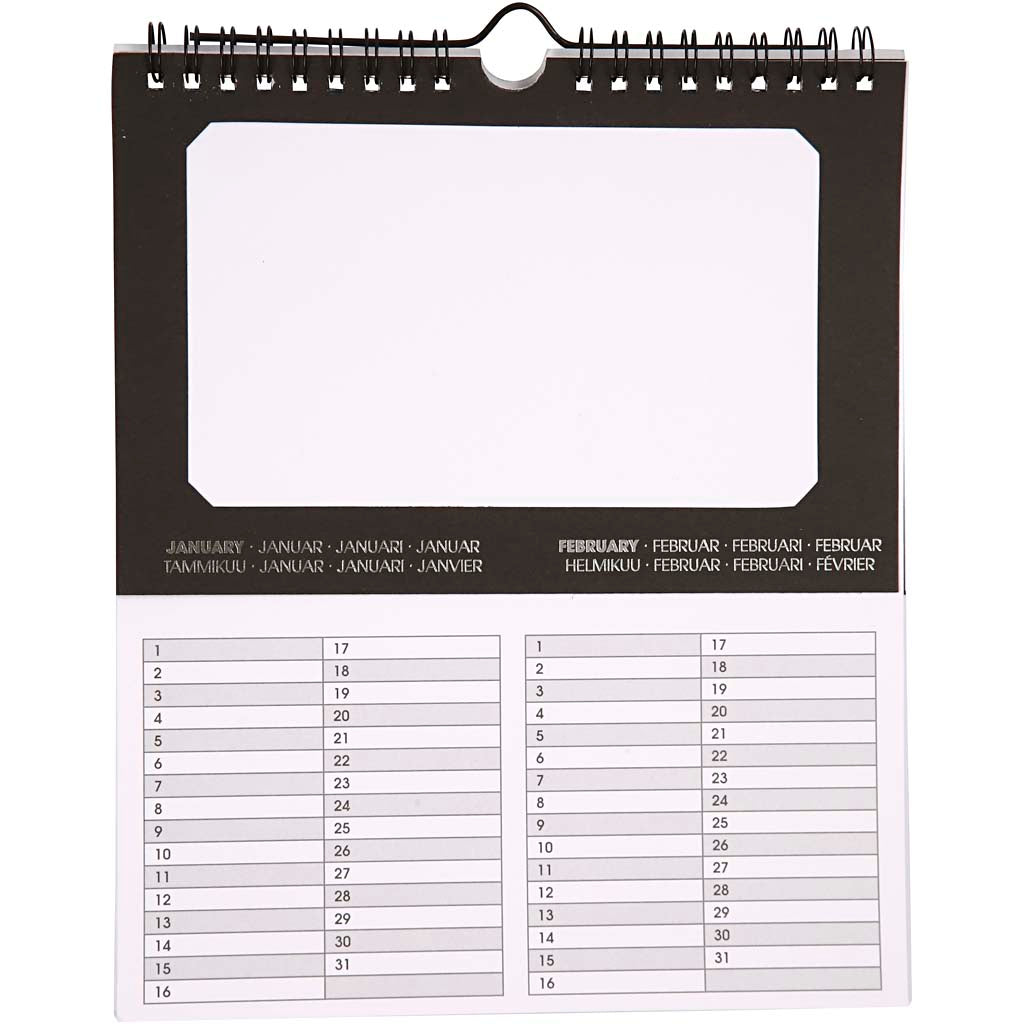 Calendrier d'anniversaire international Creativ company, taille 19x23 cm, taille du trou 15,3x9,2 cm, 180 g, 5 pièces 1 boîte