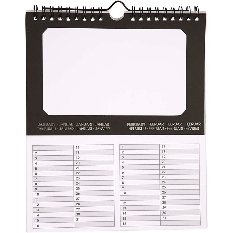 Calendrier d'anniversaire international Creativ company, taille 19x23 cm, taille du trou 15,3x9,2 cm, 180 g, 5 pièces 1 boîte