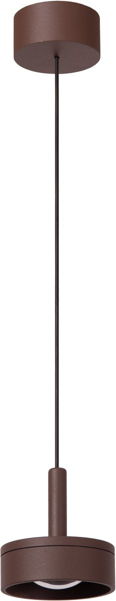 Lucide lenz - lampe suspendue intérieur extérieur - ø 11 cm - led - 1x8w 2700k - ip54 - brun rouille | essentiel