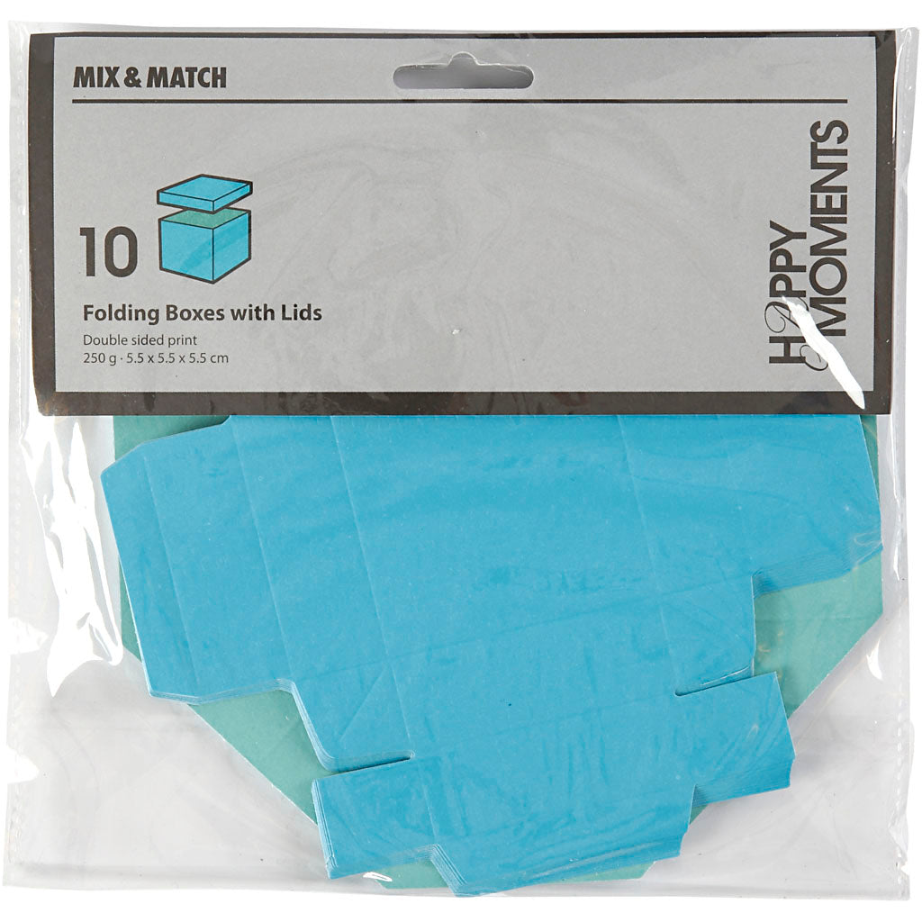 Boîte pliante Creativ company, dimension 5,5x5,5 cm, 250 g, turquoise clair turquoise foncé, 10 pièces 1 boîte