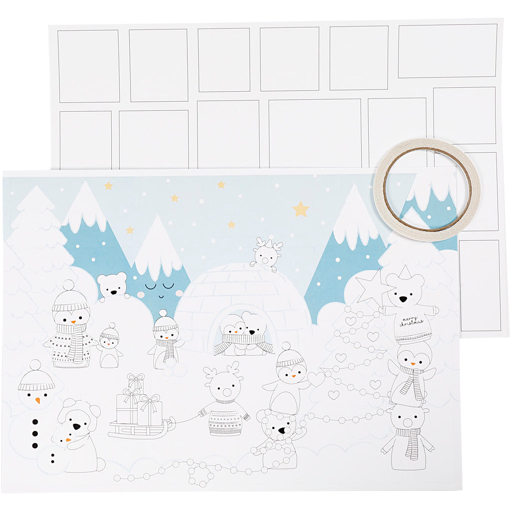 Calendrier de Noël Creativ company, taille 30x42 cm, blanc, 3 pièces 1 boîte