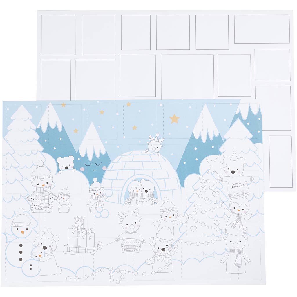 Calendrier de Noël Creativ company, format 30x42 cm, 30 pièces 1 boîte
