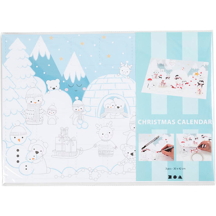 Calendrier de Noël Creativ company, format 30x42 cm, 30 pièces 1 boîte
