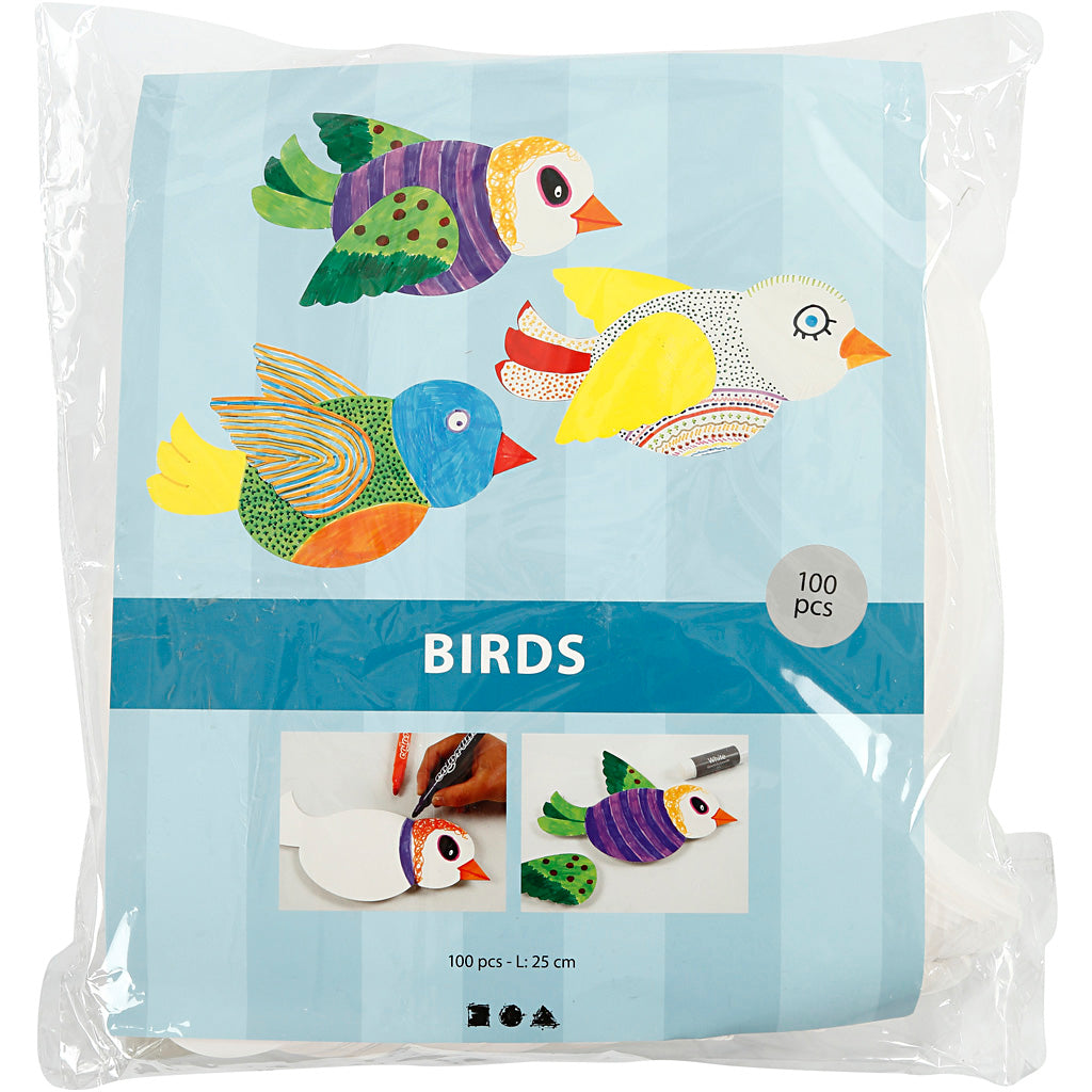 Creativ company bird, l: 25 cm, 400 g, blanc, 100 set 1 boîte