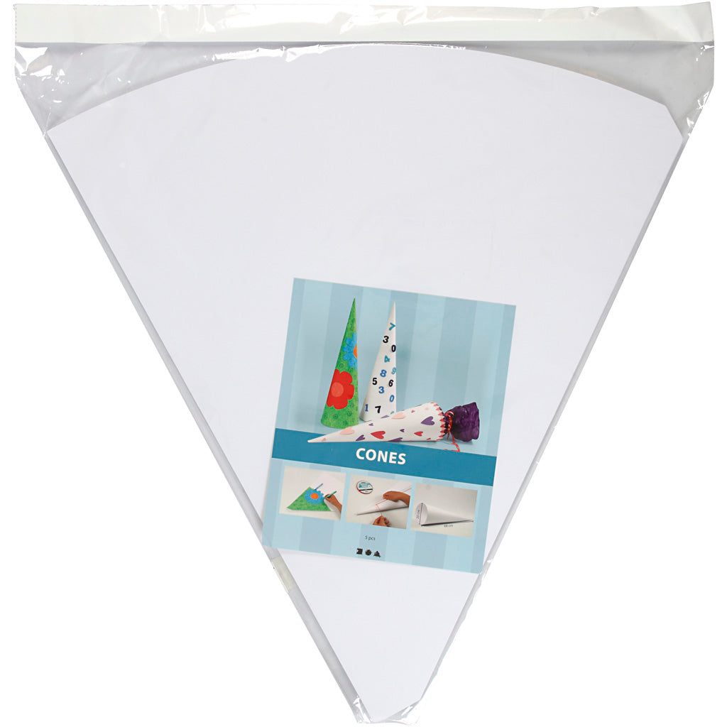 Cônes Creativ company, h: 68 cm, d 20 cm, blanc, 5 pièces 1 boîte