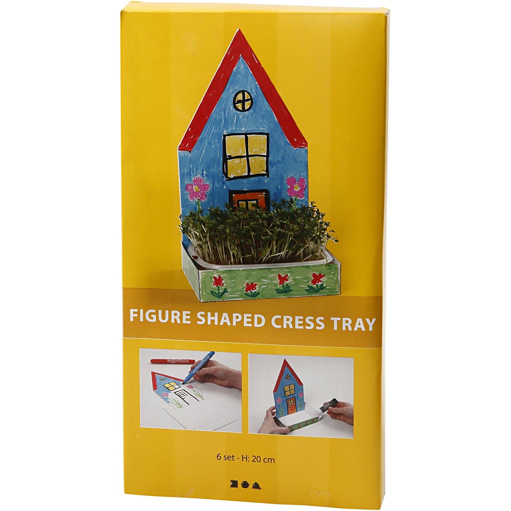 Creativ Company Watercress Bin avec figure, huis, h: 20 cm, blanc, 6 set 1 boîte