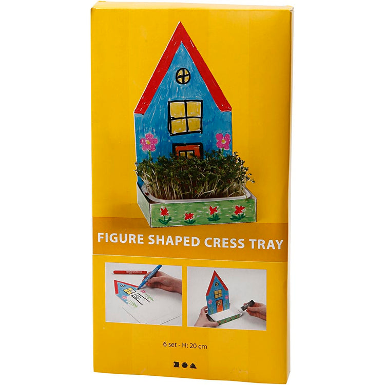 Creativ Company Watercress Bin avec figure, huis, h: 20 cm, blanc, 6 set 1 boîte