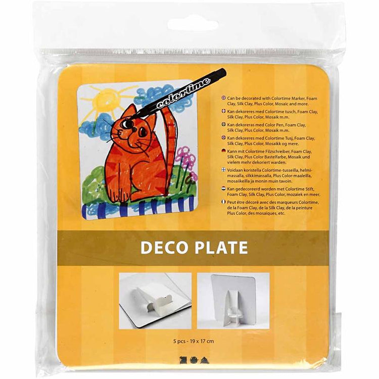 Assiette déco Creativ company, format 17x19 cm, épaisseur 2 mm, blanche, 5 pièces 1 boîte
