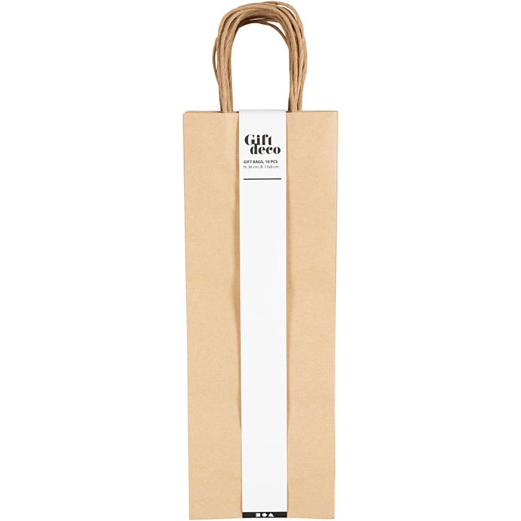 Sacs en papier Creativ company, h: 36 cm, l: 13x8 cm, 125 gr, marron, 10 pièces 1 boîte