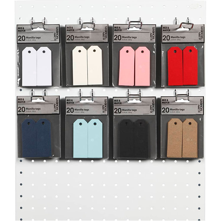 Étiquettes manille Creativ company, format 3x8 cm, 220 g, différentes couleurs, boîte 8x10 1 boîte