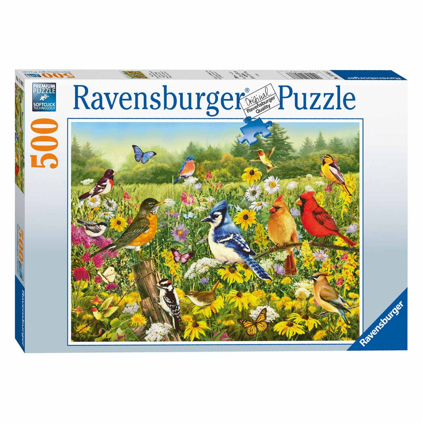 Ravensburger Birds dans le puzzle des jambes de prairie, 500e.