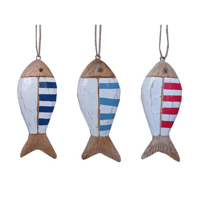 Cosydecor cintre poisson bois 16x6x2cm