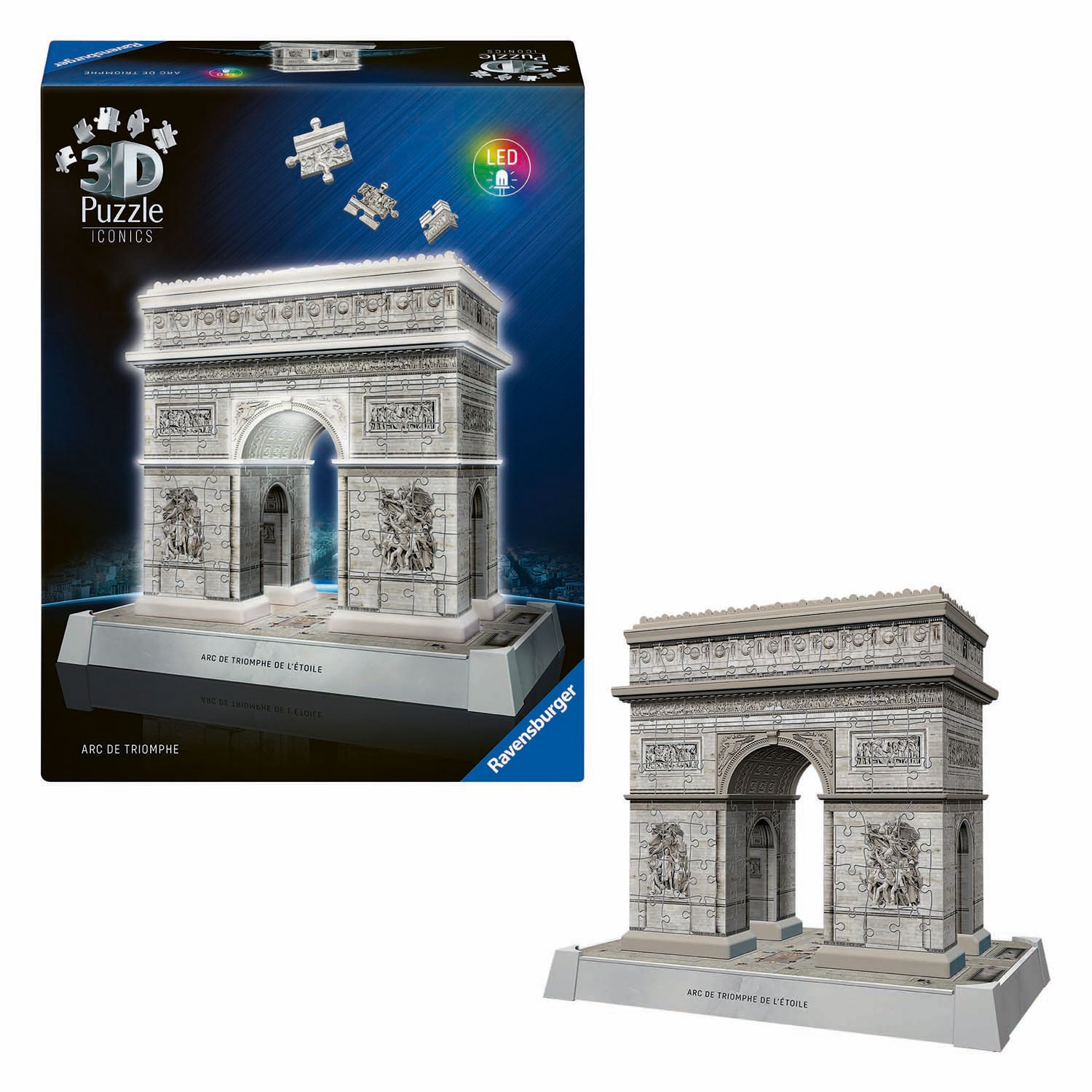 Ravensburger Puzzle 3D Iconics Arc de Triomphe Paris - avec lumière - 255 pcs.