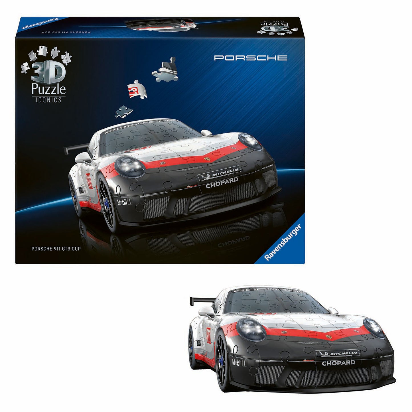 Ravensburger Puzzle 3D emblématiques Porsche 911 GT3 Cup - 154 pcs.