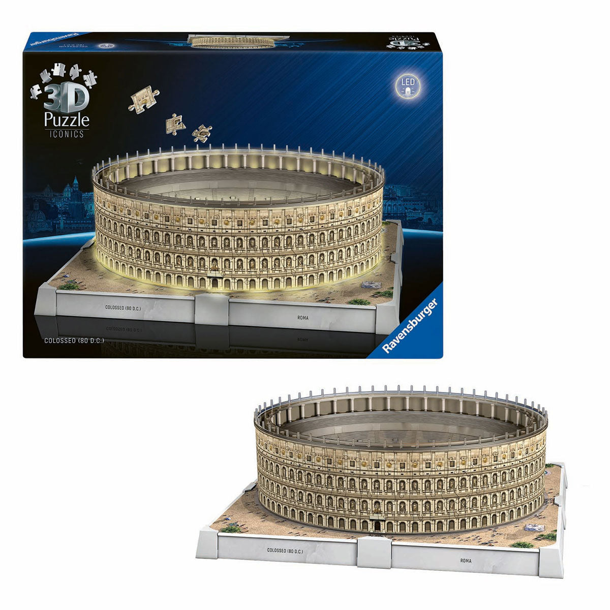 Ravensburger Puzzle 3D emblématiques Colisée Rome - avec lumière - 291e.