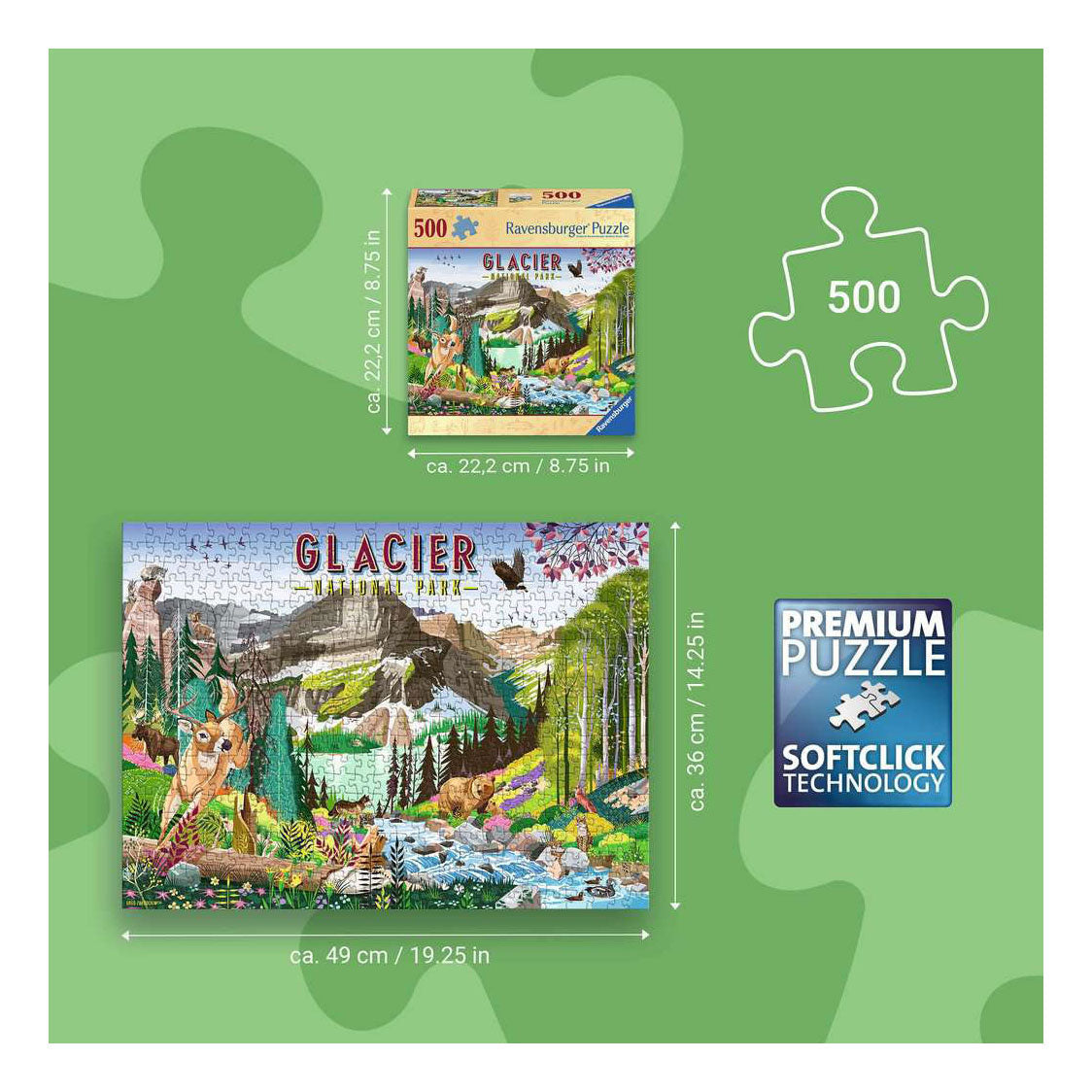Ravensburger puzzle Parc national des glaciers - 500 pcs.