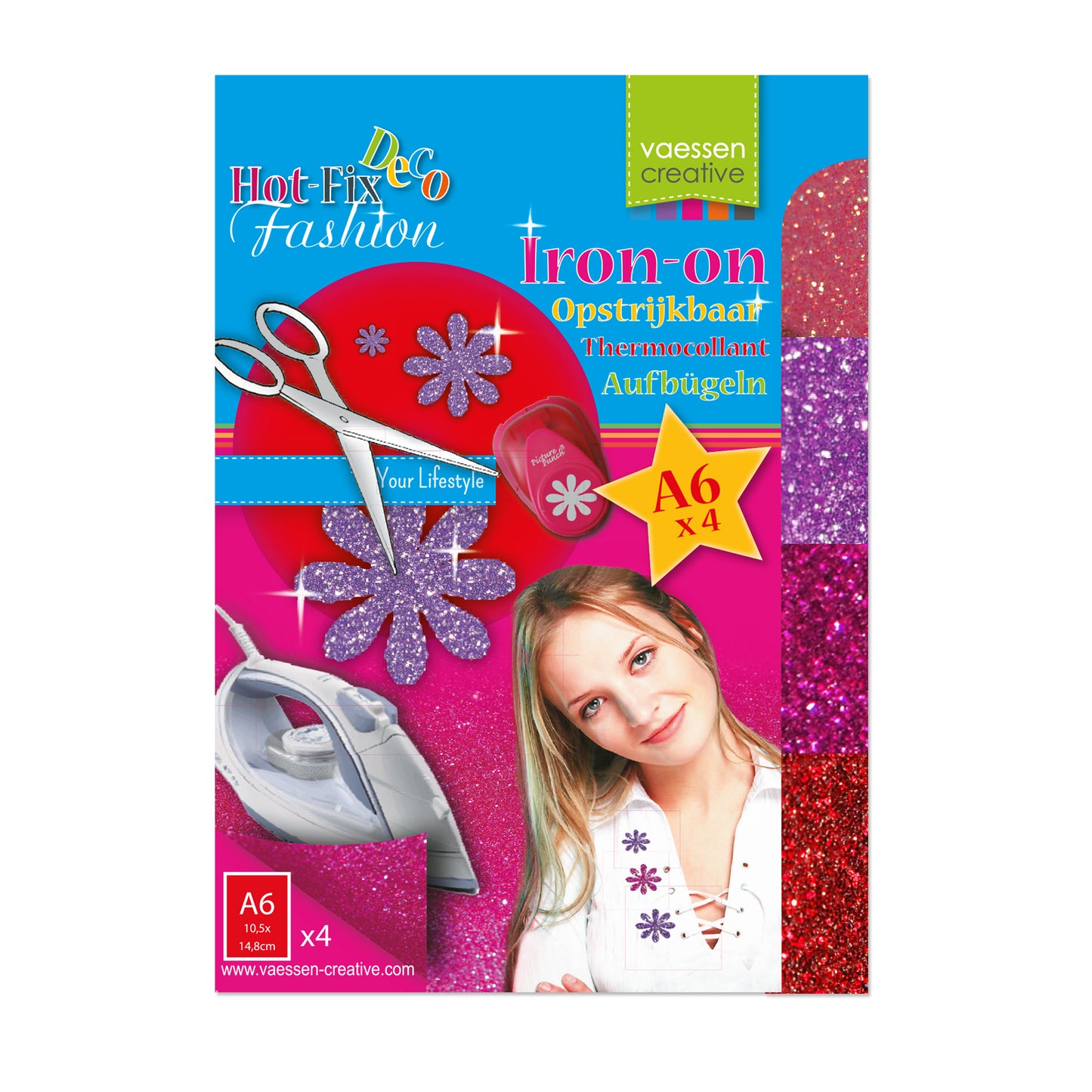 Vaessen creative • assortiment de feuilles flexibles thermocollantes à paillettes thermocollantes 3