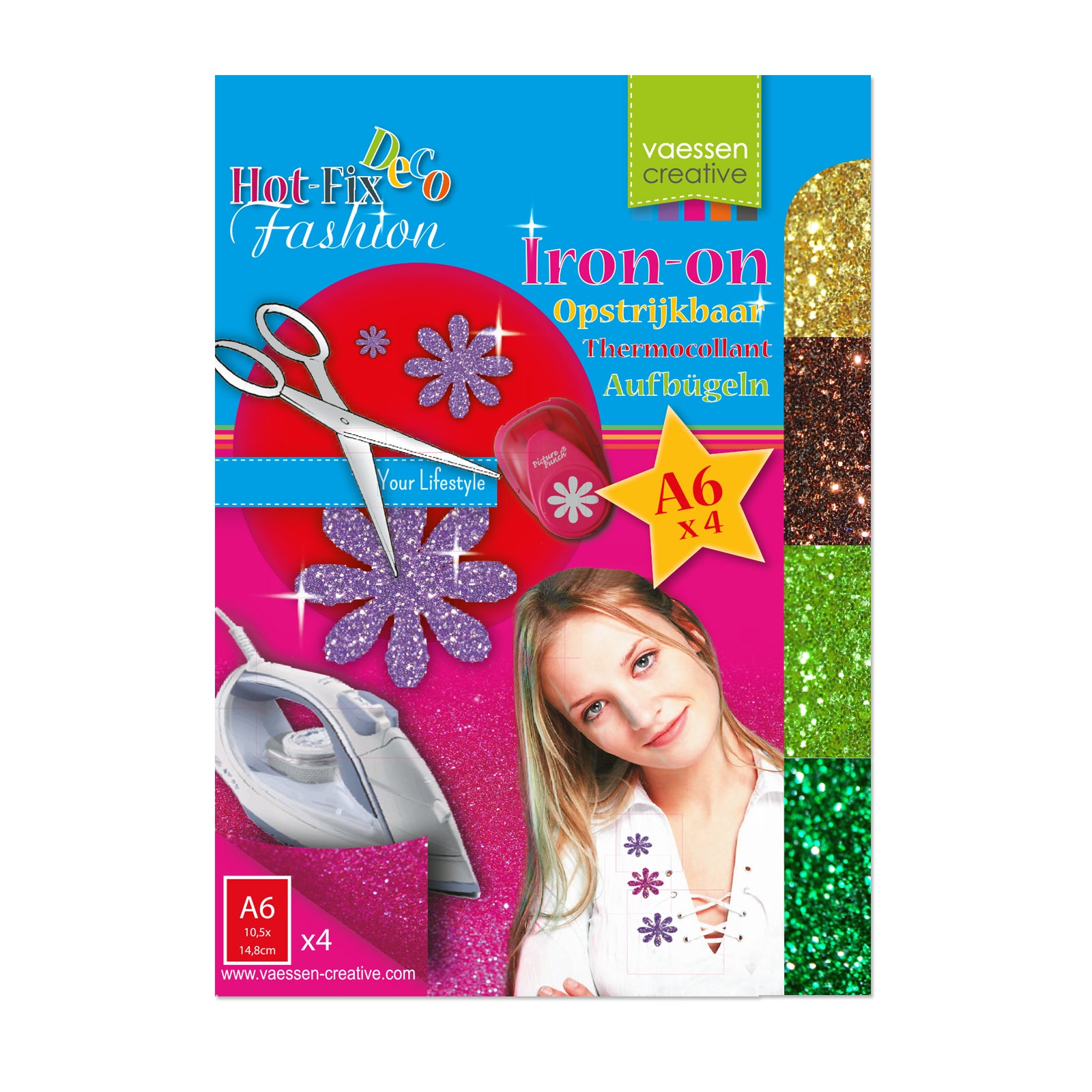 Vaessen creative • assortiment de films flexibles thermocollants pailletés hotfix 4