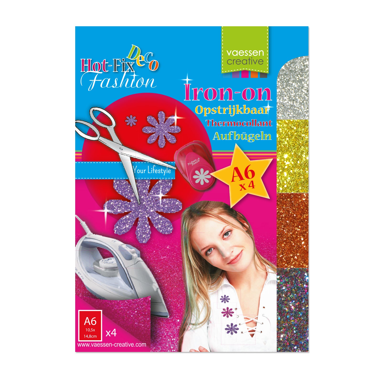 Vaessen creative • assortiment de feuilles flexibles thermocollantes à paillettes thermocollantes 5