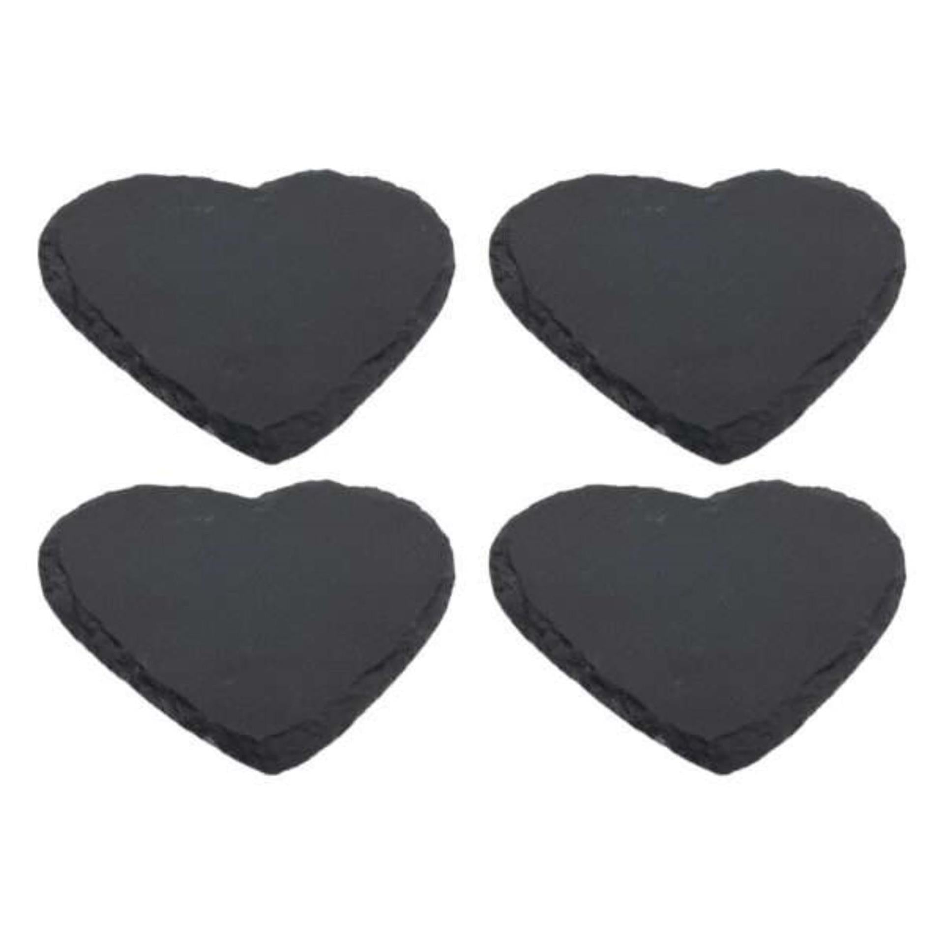 Dessous de verre ardoise coeur 10cm lot de 4