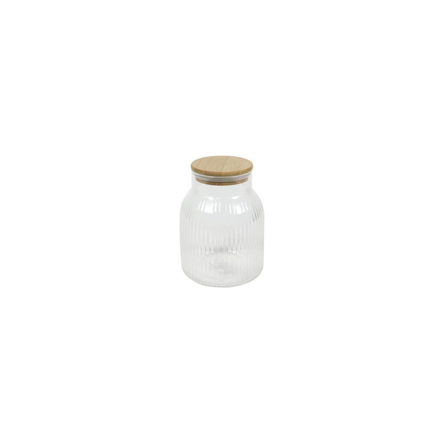 Pot de rangement lignes verre bambou h16cm