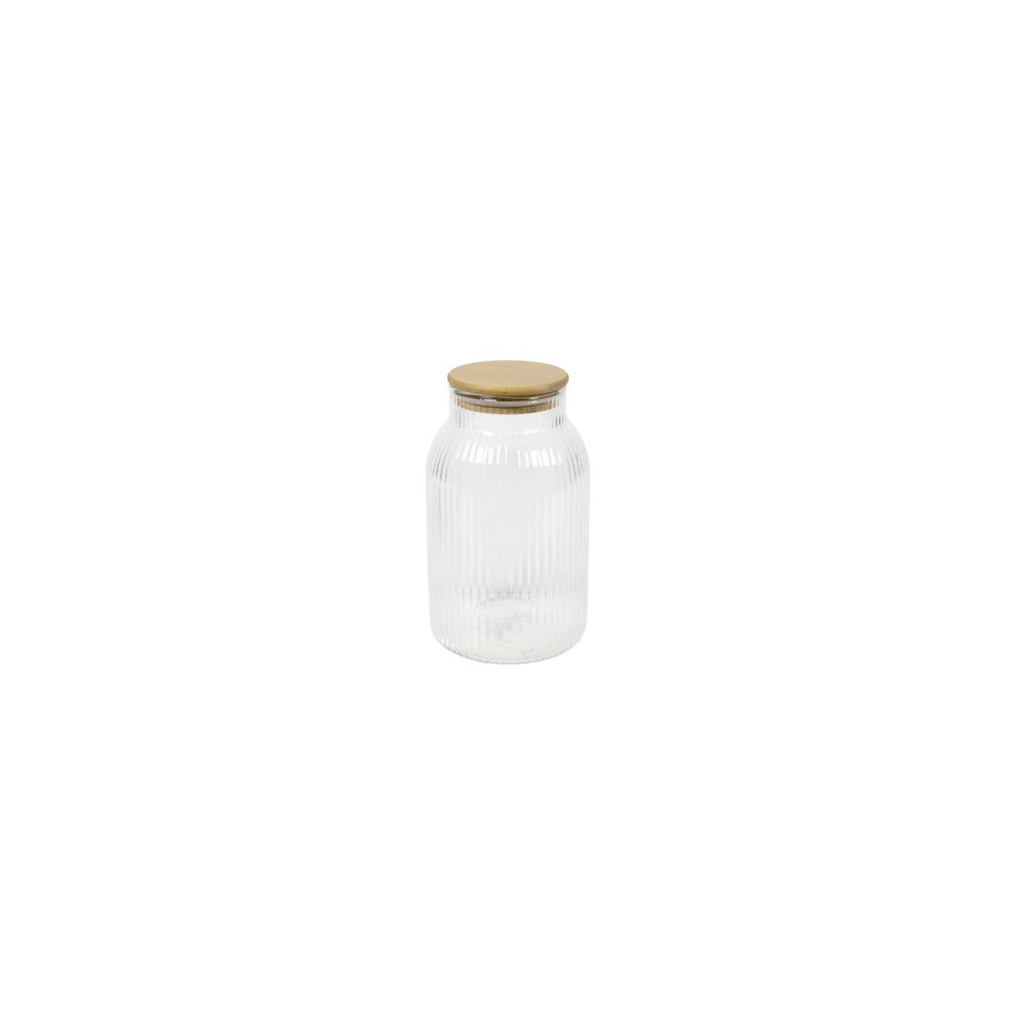 Pot de rangement lignes verre bambou h20,5cm