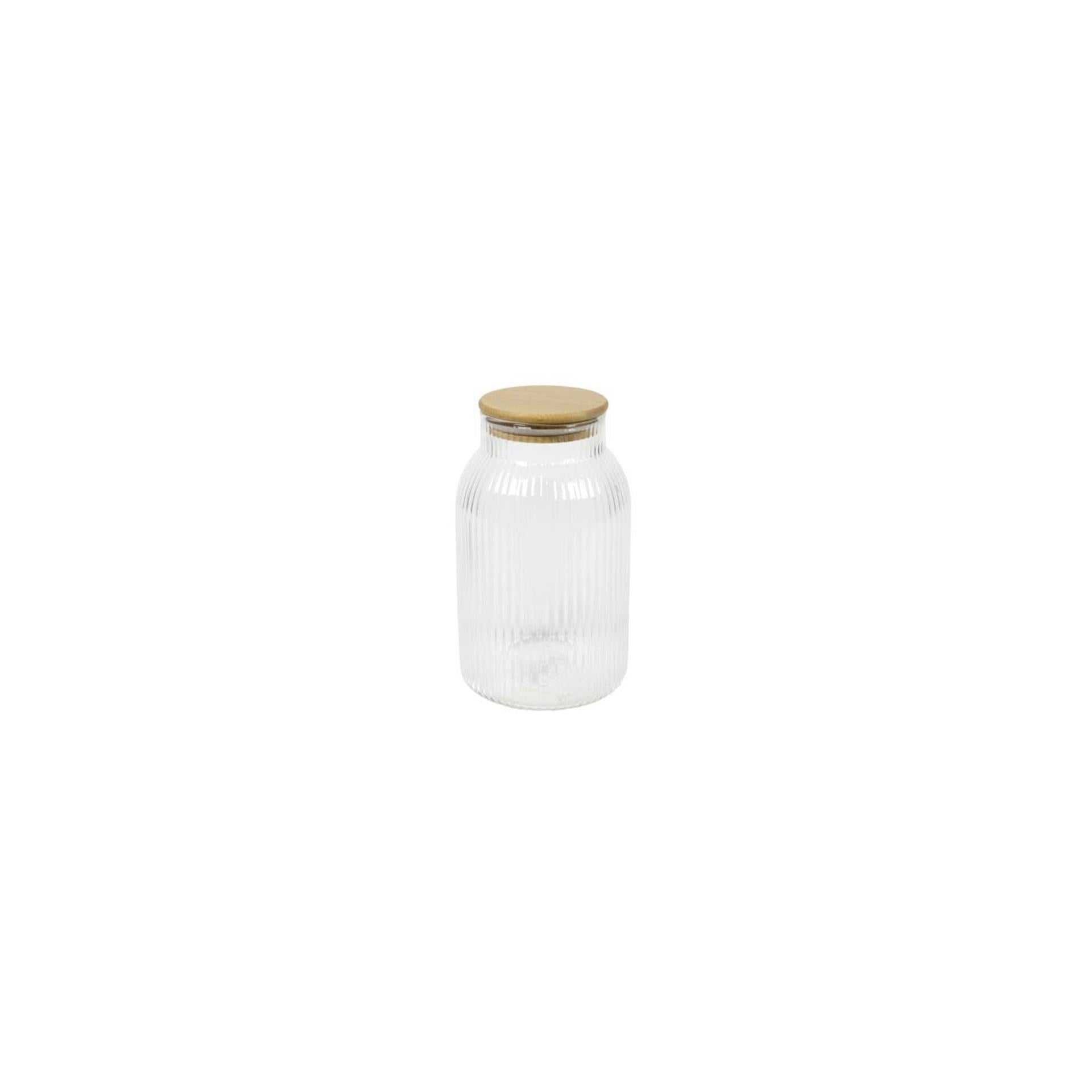 Pot de rangement lignes verre bambou h20,5cm
