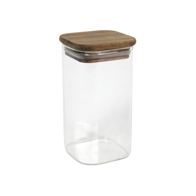 Pot verre couvercle acacia 6,2x6,2x11cm