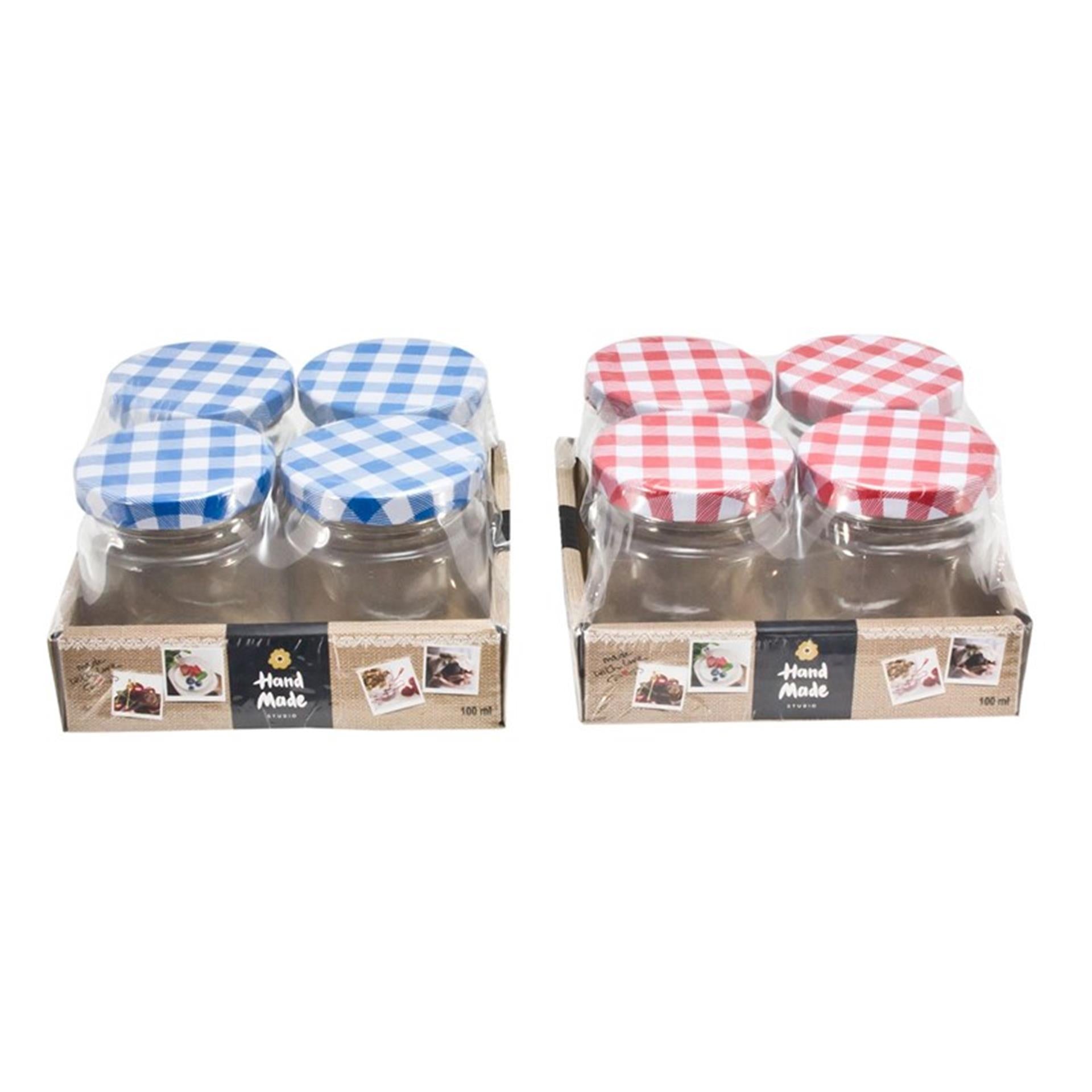 Ustensiles de cuisine pot à confiture verre de conservation 100ml 5,5x6,5cm paquet 4 pcs