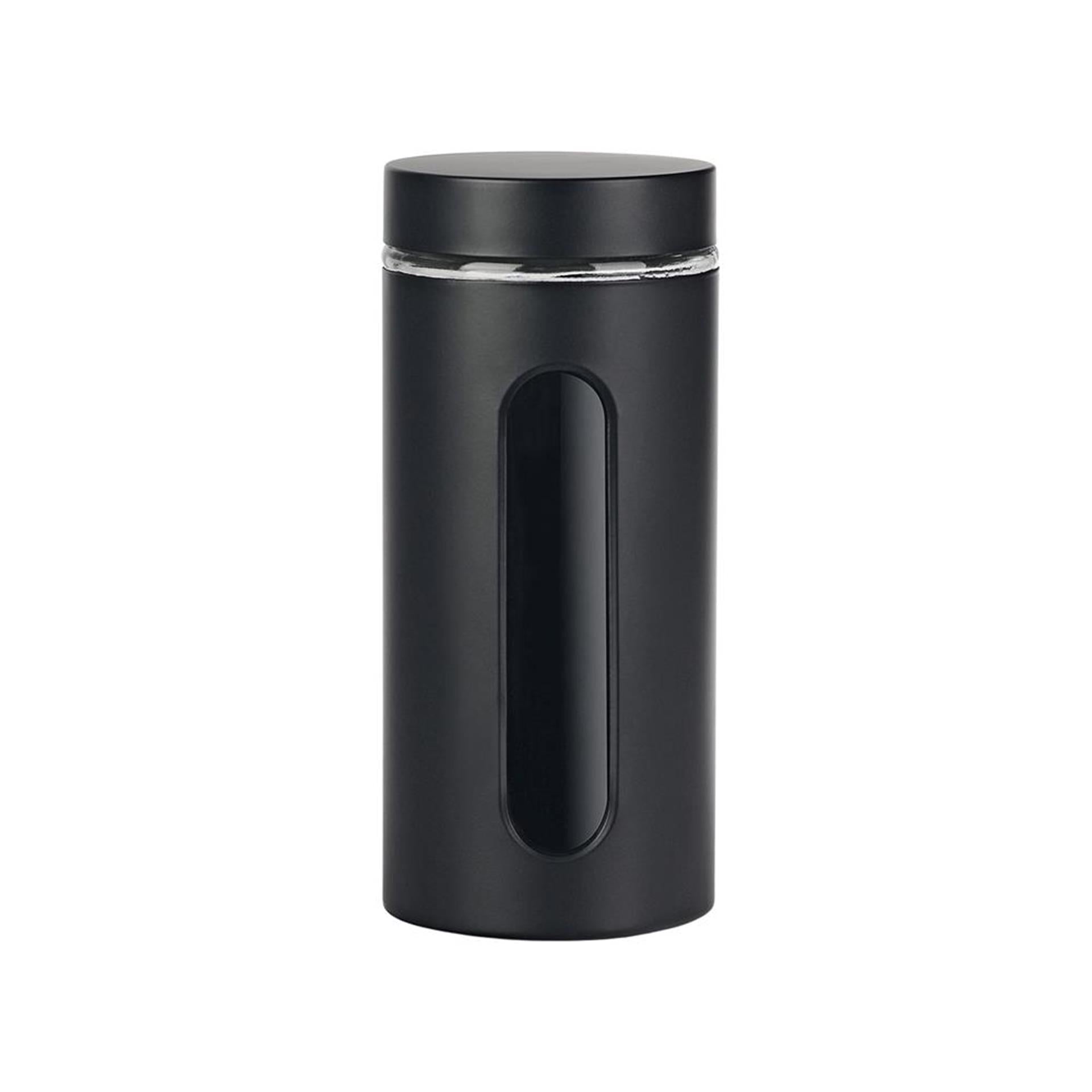 Pot de rangement pour ustensiles de cuisine, fenêtre, noir mat, verre 1,2l