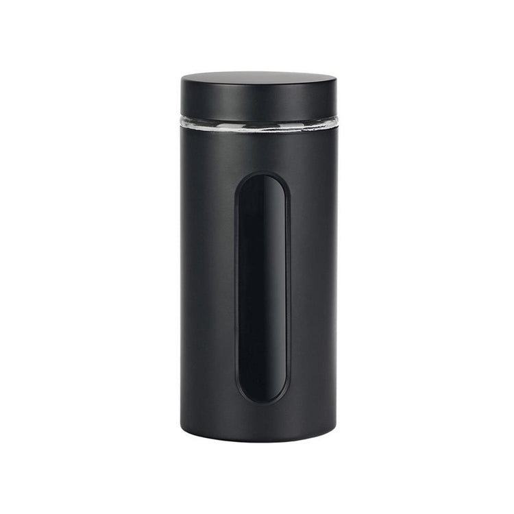 Pot de rangement pour ustensiles de cuisine, fenêtre, noir mat, verre 1,2l