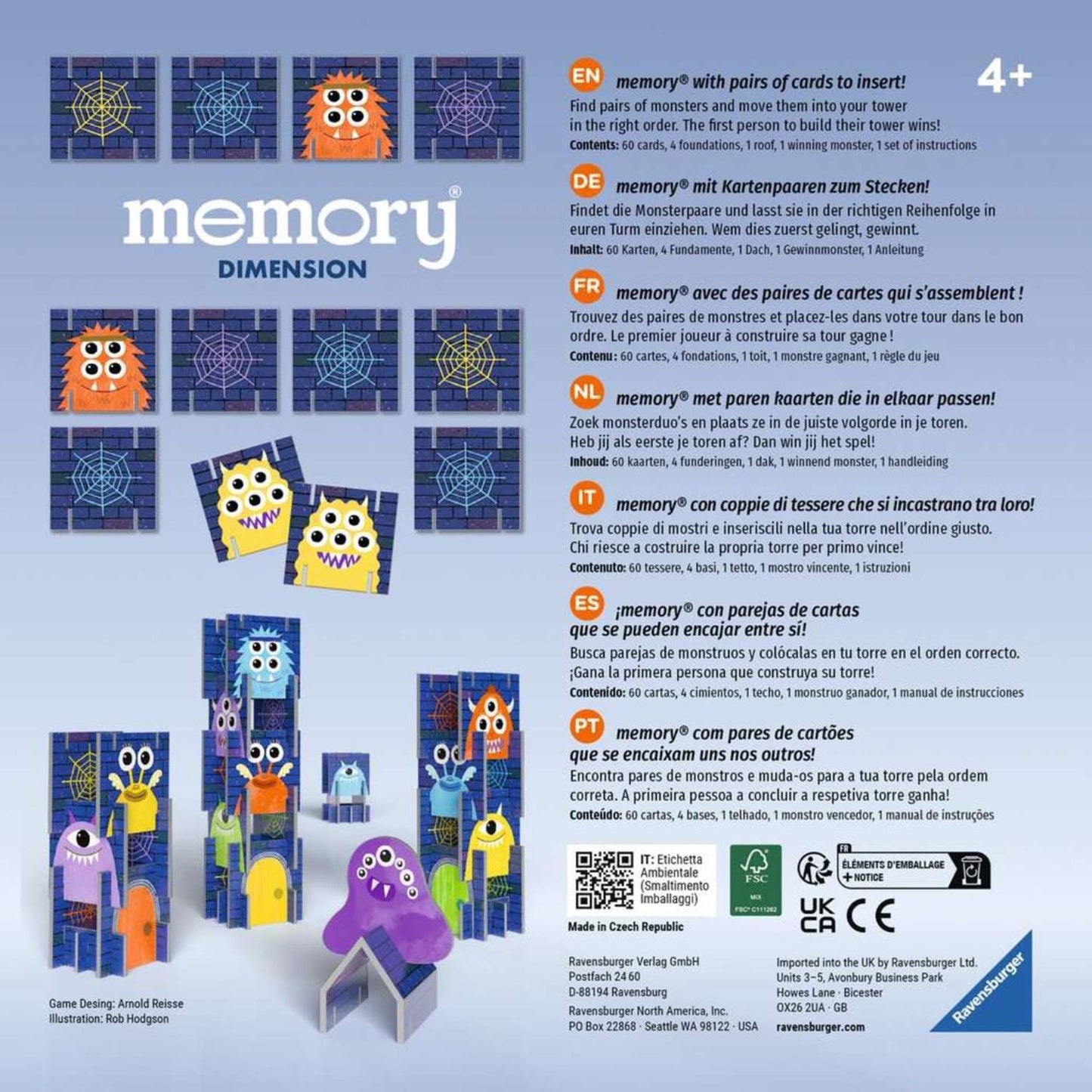 Dimensions du jeu de mémoire de Ravensburger