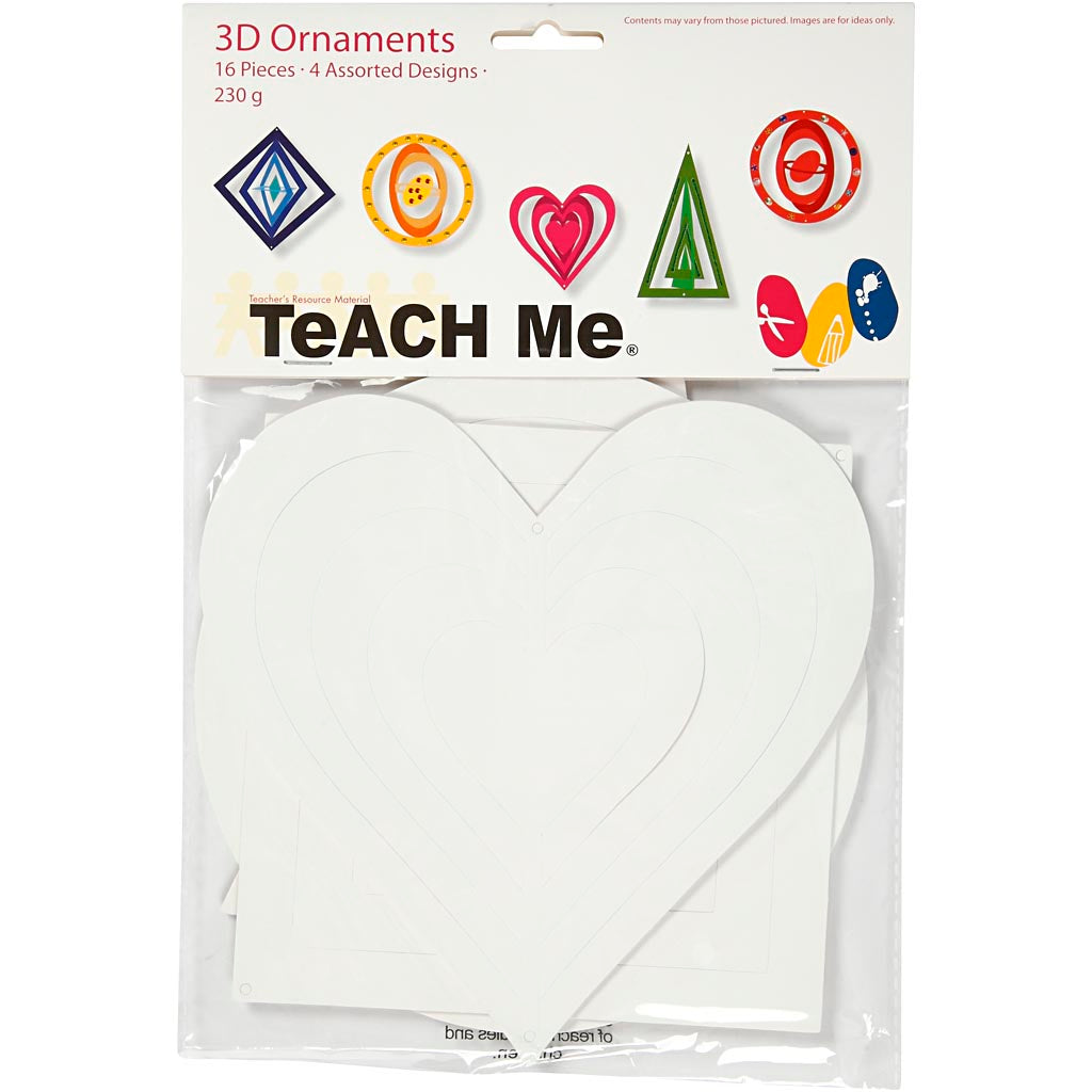 Creativ company Ornements 3D, h : 18+22+24 cm, l : 15+18+22 cm, 230 g, blanc, 16 pièces 1 boîte