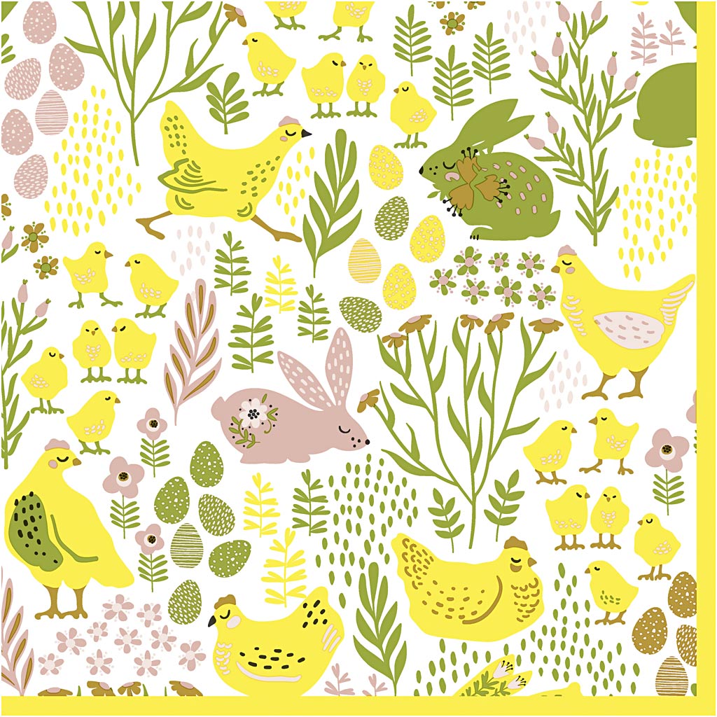 Serviettes Creativ company, Pâques, dim. 33x33 cm, 20 pièces, 1 boîte