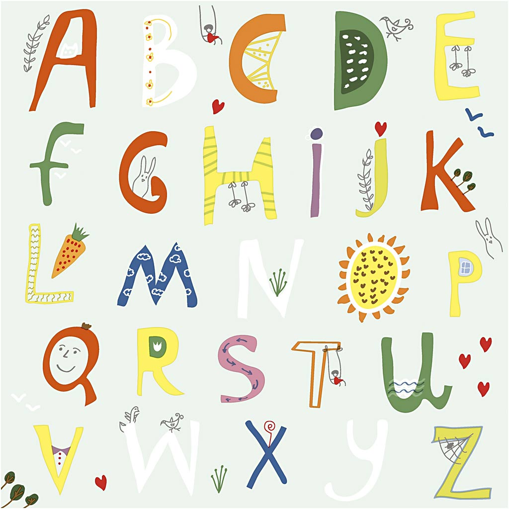Serviettes Creativ company, alphabet, dim. 33x33 cm, 20 pièces, 1 boîte