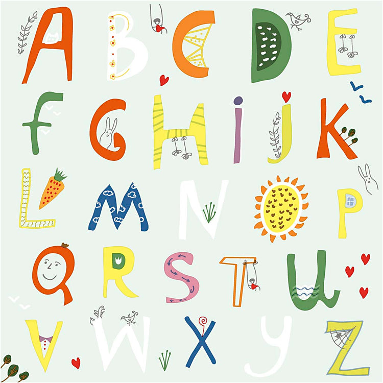 Serviettes Creativ company, alphabet, dim. 33x33 cm, 20 pièces, 1 boîte