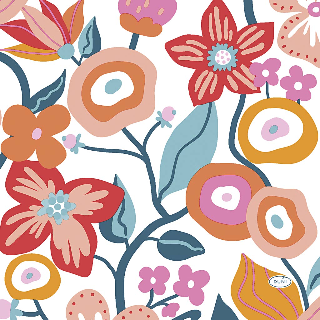 Creativ company serviettes, fleurs, dim. 33x33 cm, 20 pièces, 1 boîte