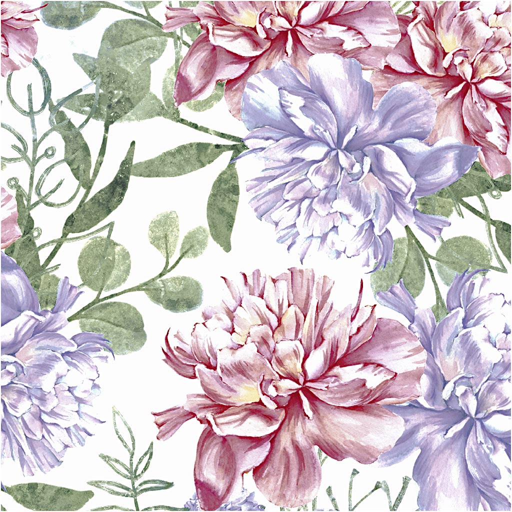 Serviettes Creativ company, pivoines, dim. 33x33 cm, 20 pièces 1 boîte