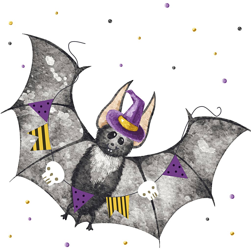 Serviettes, chauve-souris, dim. 33x33 cm, 20 pièces, 1 boîte