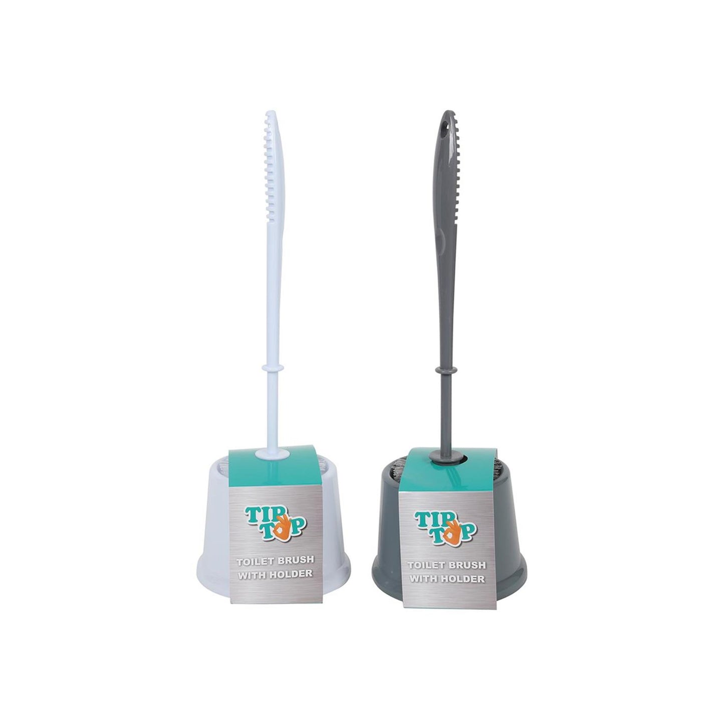 Ensemble brosse de toilette gris blanc