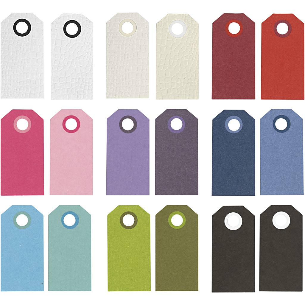 Étiquettes manille Creativ company, format 6x3 cm, 250 g, différentes couleurs, 30x10 pièce 1 boîte