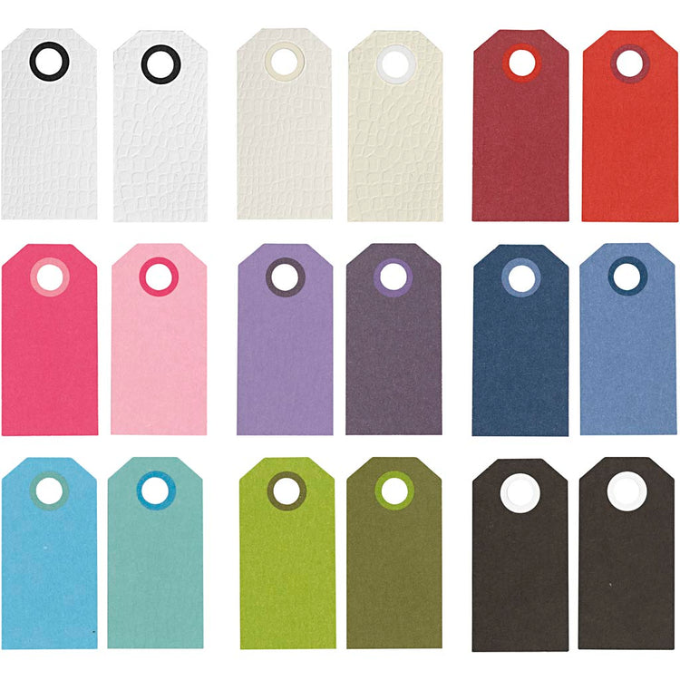 Étiquettes manille Creativ company, format 6x3 cm, 250 g, différentes couleurs, 30x10 pièce 1 boîte