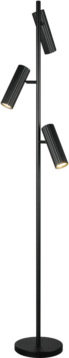 Trio soka - lampadaire - noir mat - excl. 3x gu10 5 w - interrupteur au pied