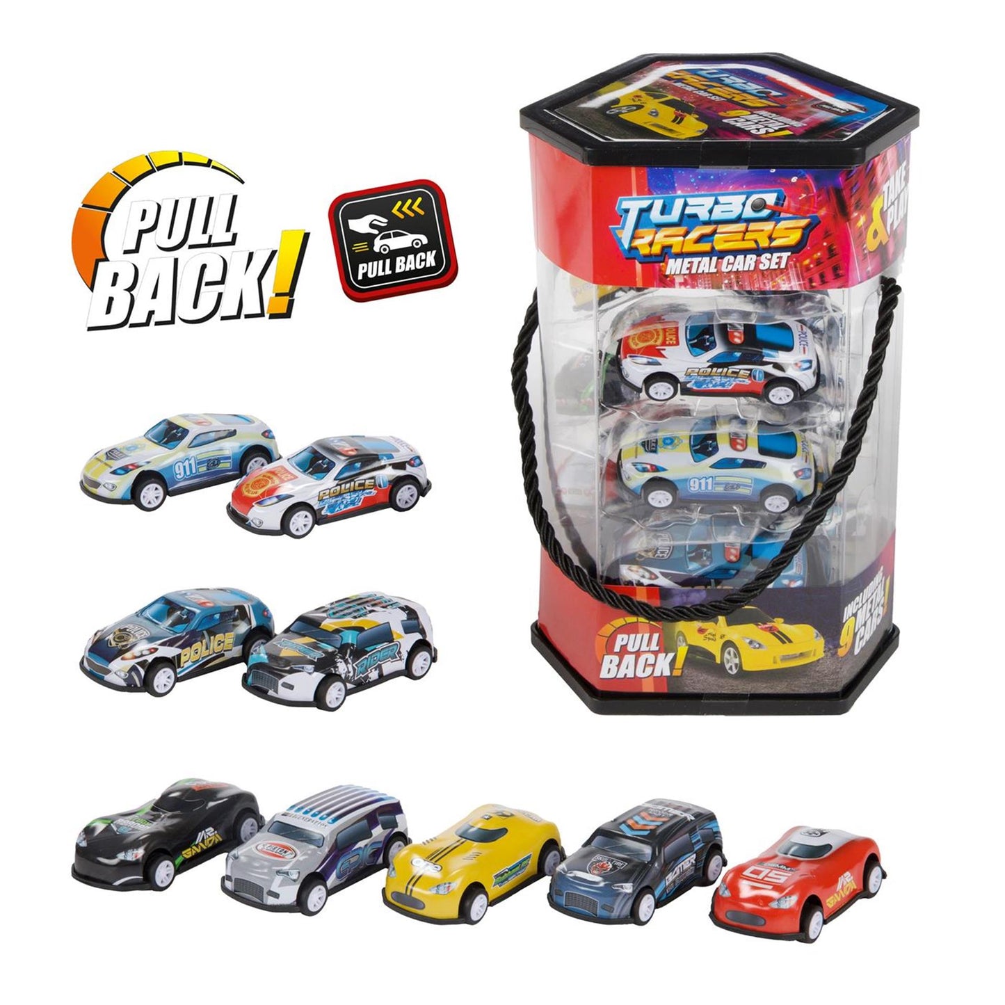 Toi-toys lot de 9 voitures en métal à reculer