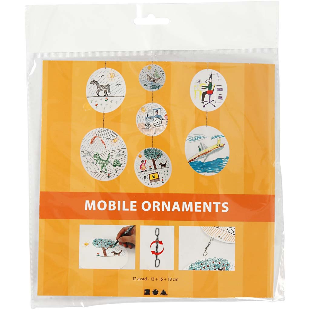 Mobiles vierges Creativ company, d 12+15+18 cm, 300 gr, 4 set 1 boîte