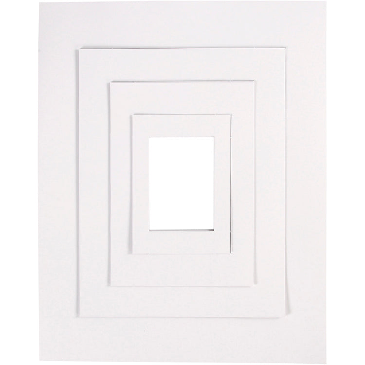 Cadres passe-partout Creativ company, a3, a4, a5, a6, taille 13,4x18,9+19,7x27,9+28,3x36,6+39,5x49,6 cm, 500 g, blanc, 4x100 pièces 1 boîte