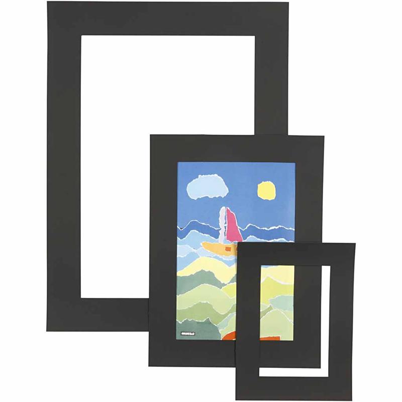 Cadres passe-partout Creativ company, épaisseur 0,4 mm, 270 gr, noir, 75 pièces 1 boîte
